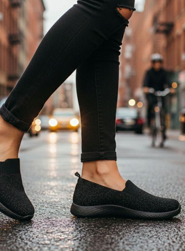 Zapatilla New Walk Brillos Confort Negro-1