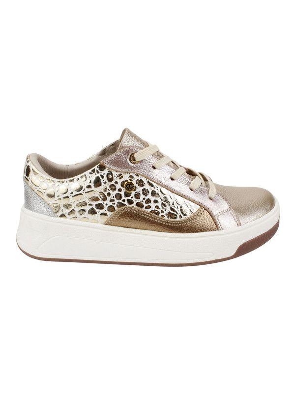 Zapatilla Exs Animal Print Cuero Dorada-0