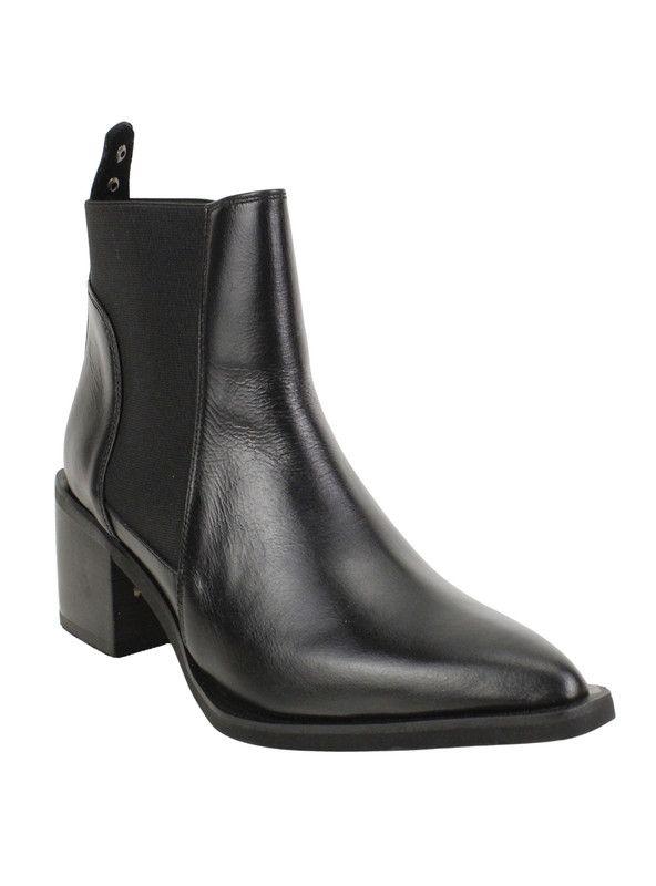 Botín Romano Cuero Slip On Negro-2