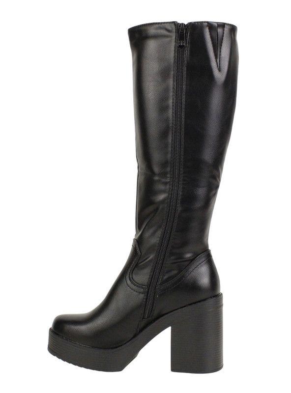 Bota New Walk Plataforma Larga Negra-3
