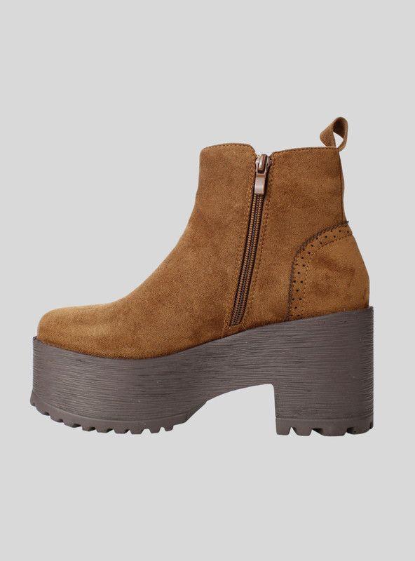 Botín New Walk Bilbao Plataforma Camel-2