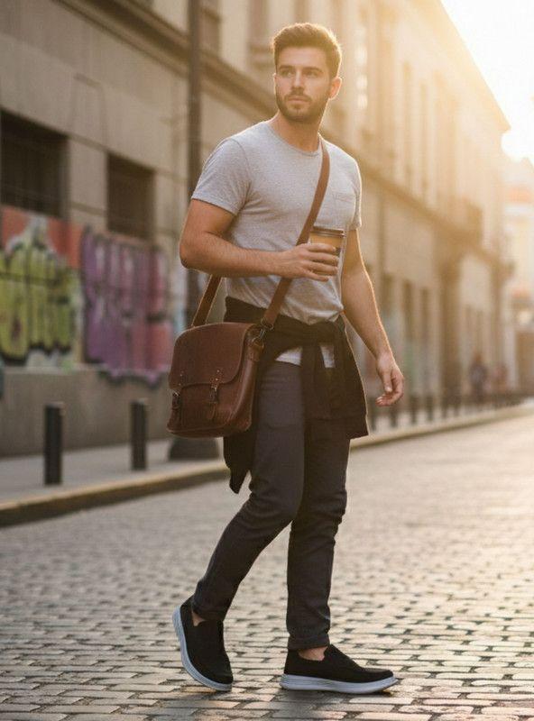 Zapatilla New Walk Confort Slip On Negra-1