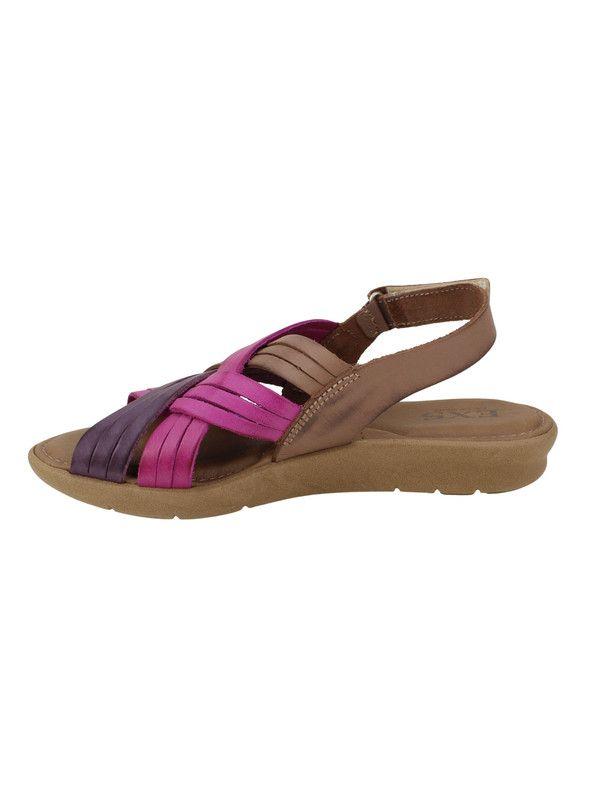 Sandalia Exs Confort Tiras Cuero Burdeo-2