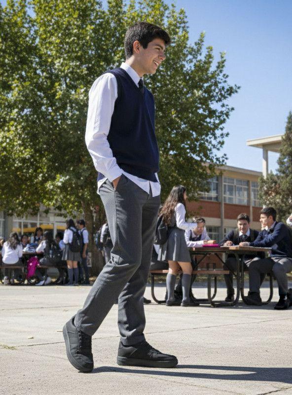 Zapatilla New Walk Escolar Adolescente Negra-2