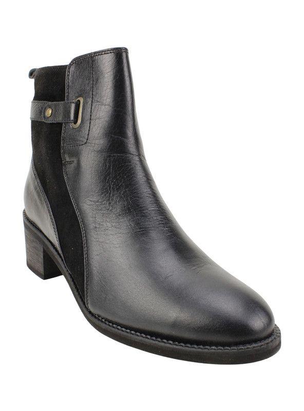 Botín Exs Multitexturas Cuero Negro-2