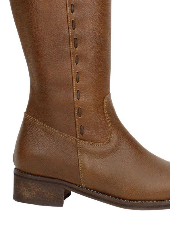 Bota Exs Costuras Cuero Marrón-4