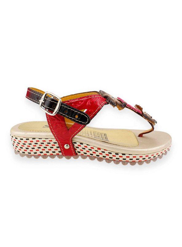 Sandalia Exs Flores Cuero Multicolor-0