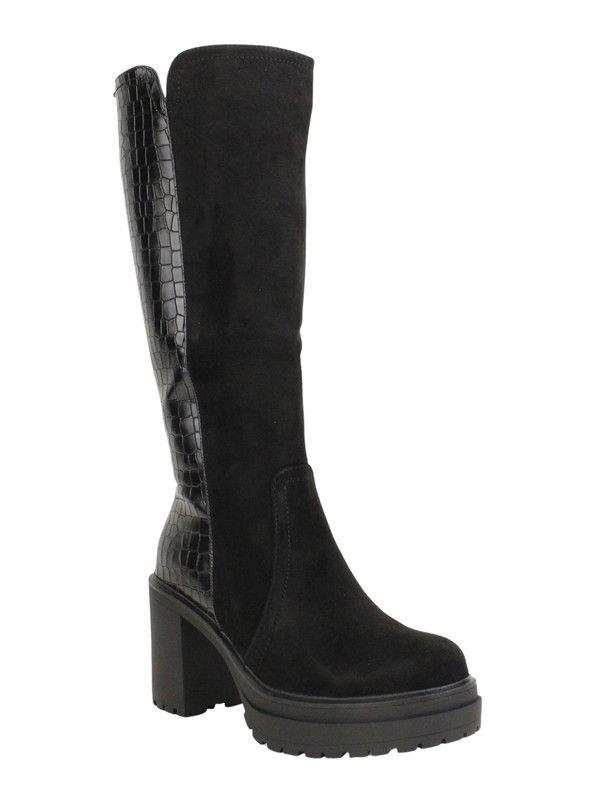 Bota New Walk Plataforma Reptil Negra-2