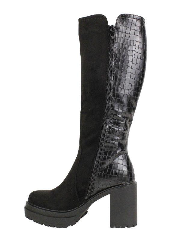 Bota New Walk Plataforma Reptil Negra-3
