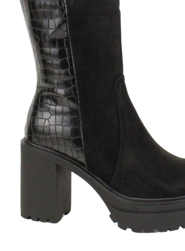 Bota New Walk Plataforma Reptil Negra-4