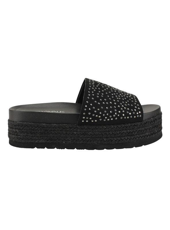 Sandalia New Walk Plataforma Brillos Negra-0