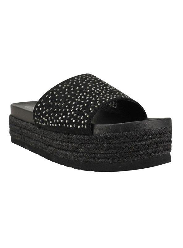 Sandalia New Walk Plataforma Brillos Negra-1