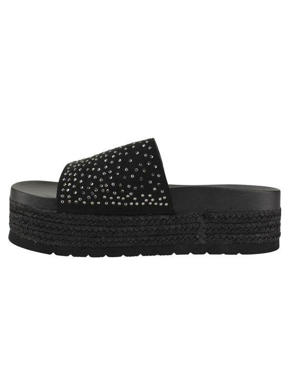 Sandalia New Walk Plataforma Brillos Negra-2