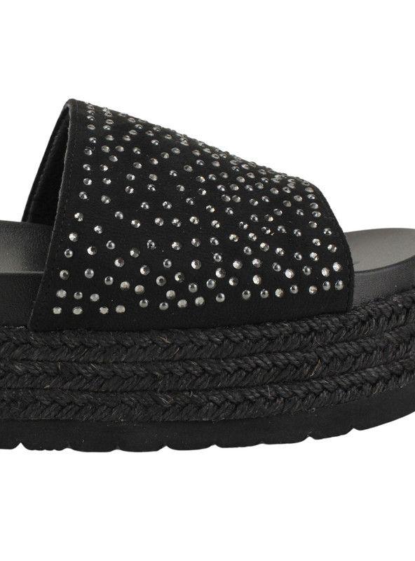 Sandalia New Walk Plataforma Brillos Negra-3