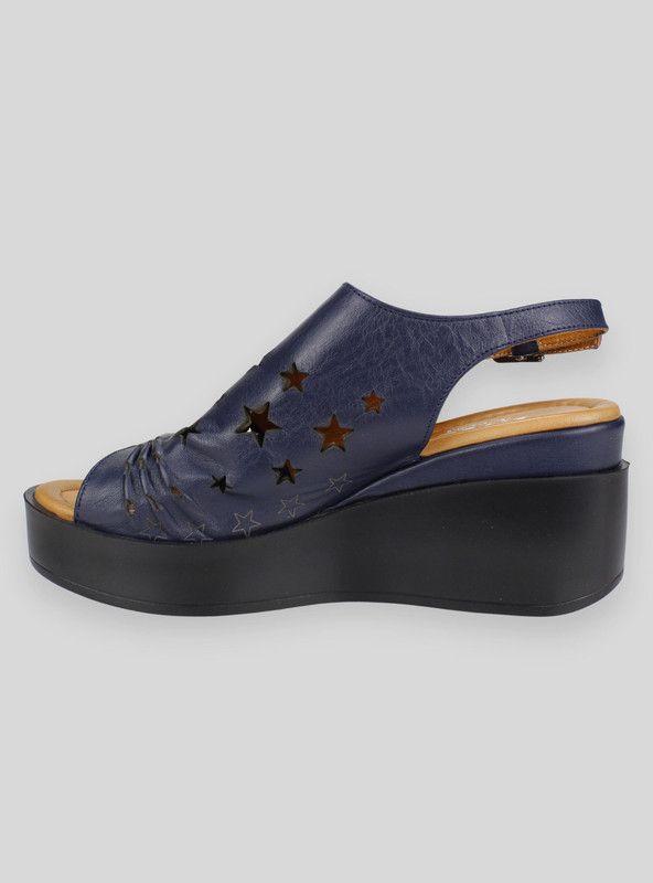 Sandalia Exs Estrellas Cuero Azul Marino-2