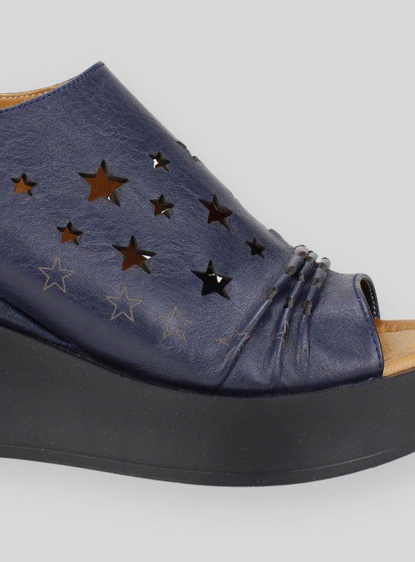 Sandalia Exs Estrellas Cuero Azul Marino-3