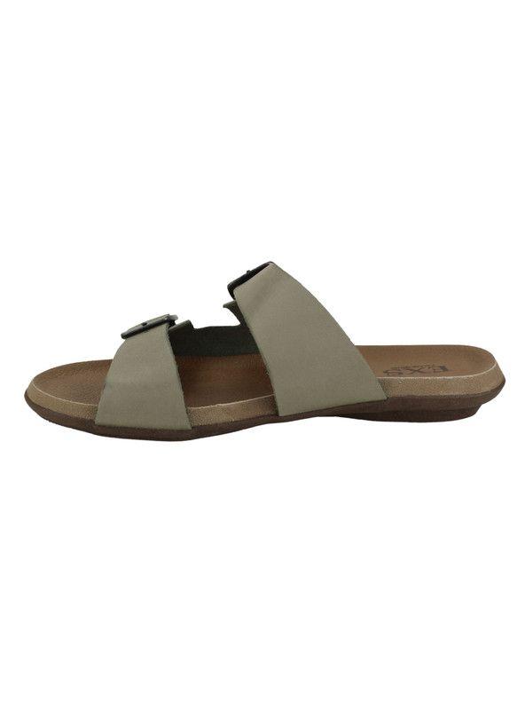 Sandalia Exs Doble Correa Cuero Khaki-2