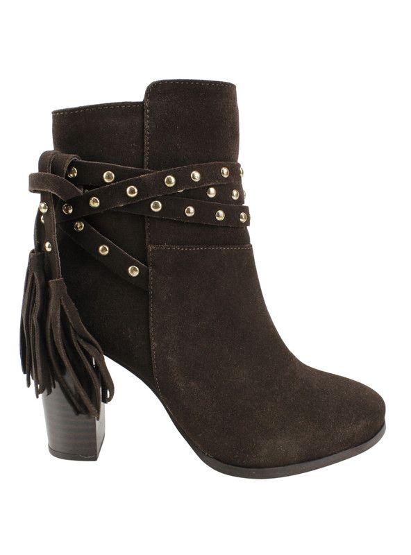 Botín Exs Cuero Tachas Café-0