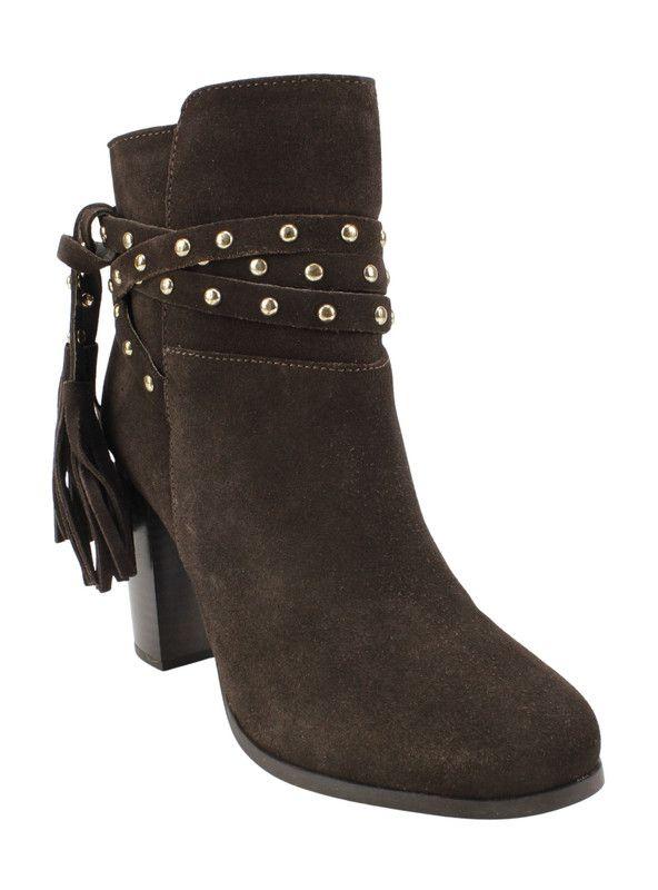 Botín Exs Cuero Tachas Café-2