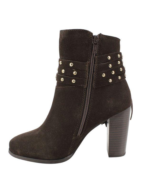 Botín Exs Cuero Tachas Café-3