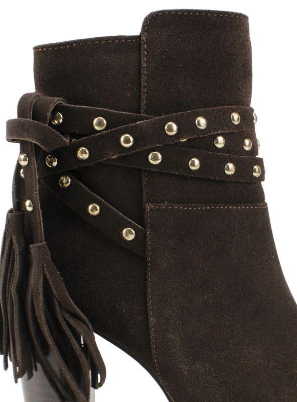 Botín Exs Cuero Tachas Café-4