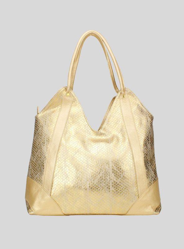 Cartera Exs Cuero Serpiente Dorada-1