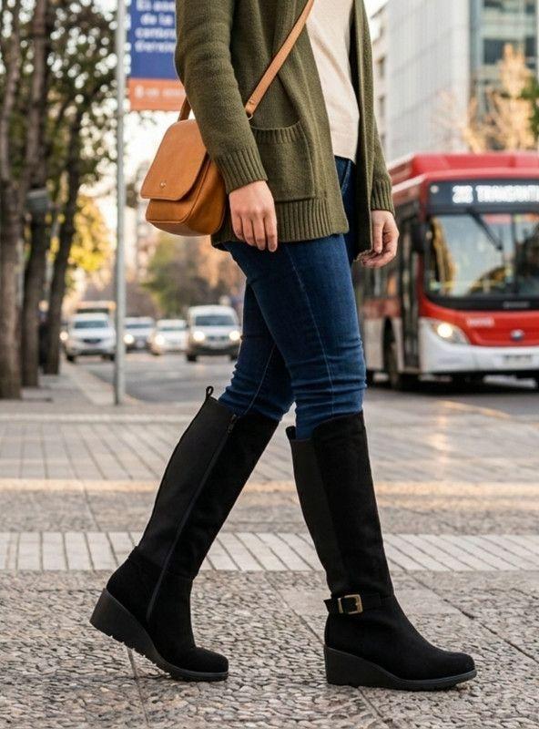Bota New Walk Cuña Suey Negra-1