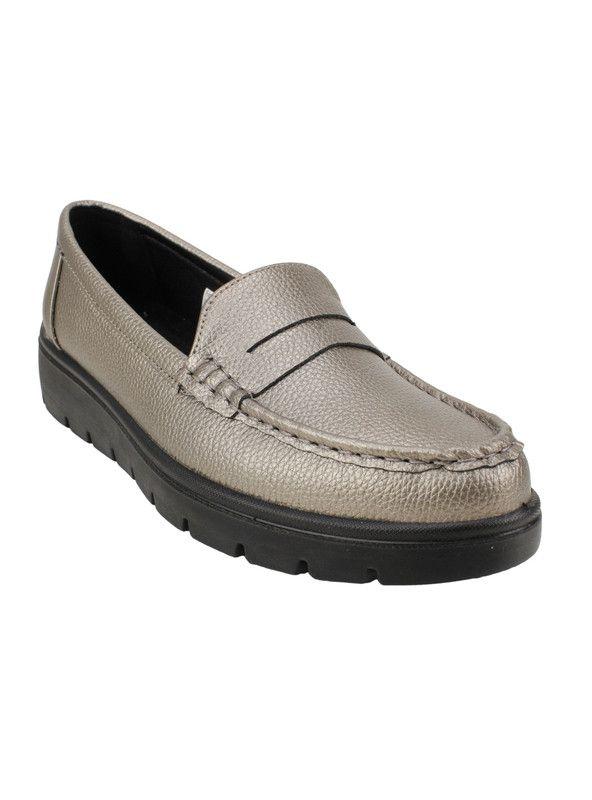 Mocasín New Walk Plataforma Confort Plateado-2