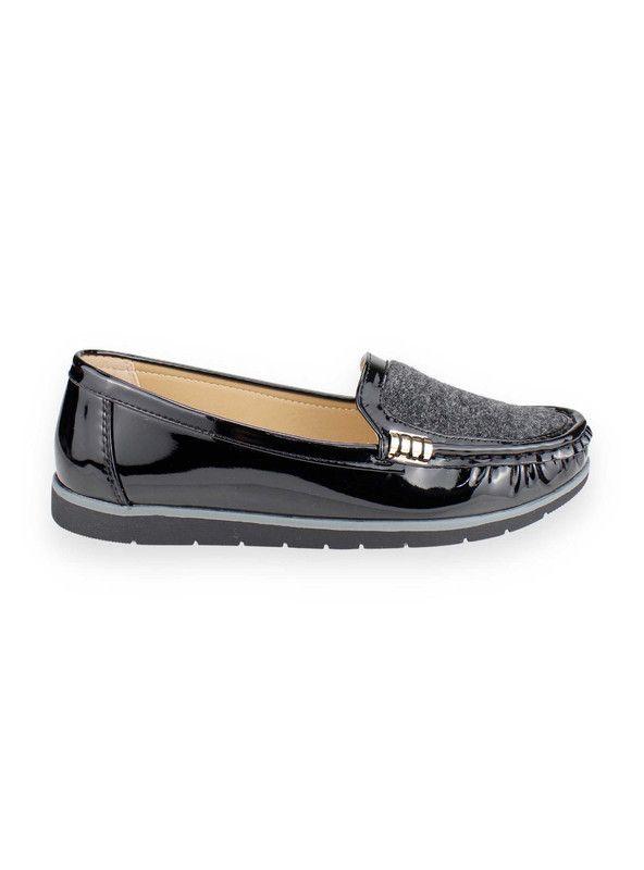 Mocasín New Walk Casual Brillo Negro-0