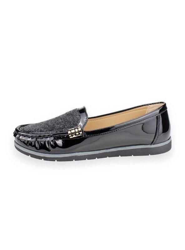 Mocasín New Walk Casual Brillo Negro-2