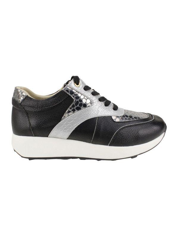 Zapatilla Exs Puntos Cuero Negra-0