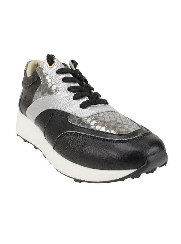 Zapatilla Exs Puntos Cuero Negra-1