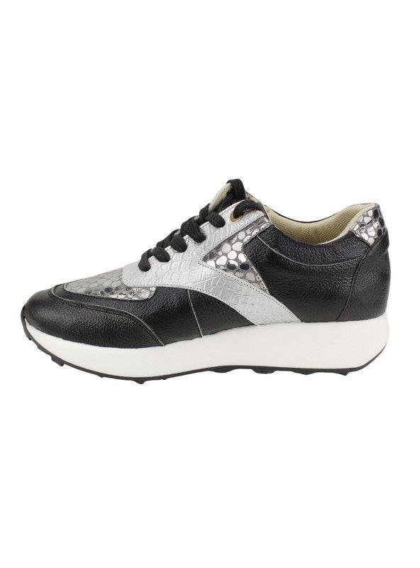 Zapatilla Exs Puntos Cuero Negra-2
