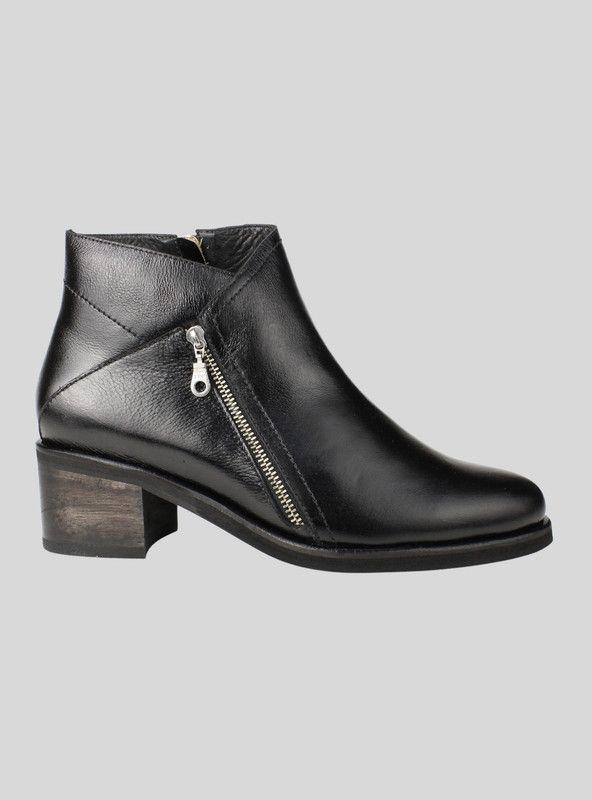 Botín Exs Lineas Cuero Negro-0