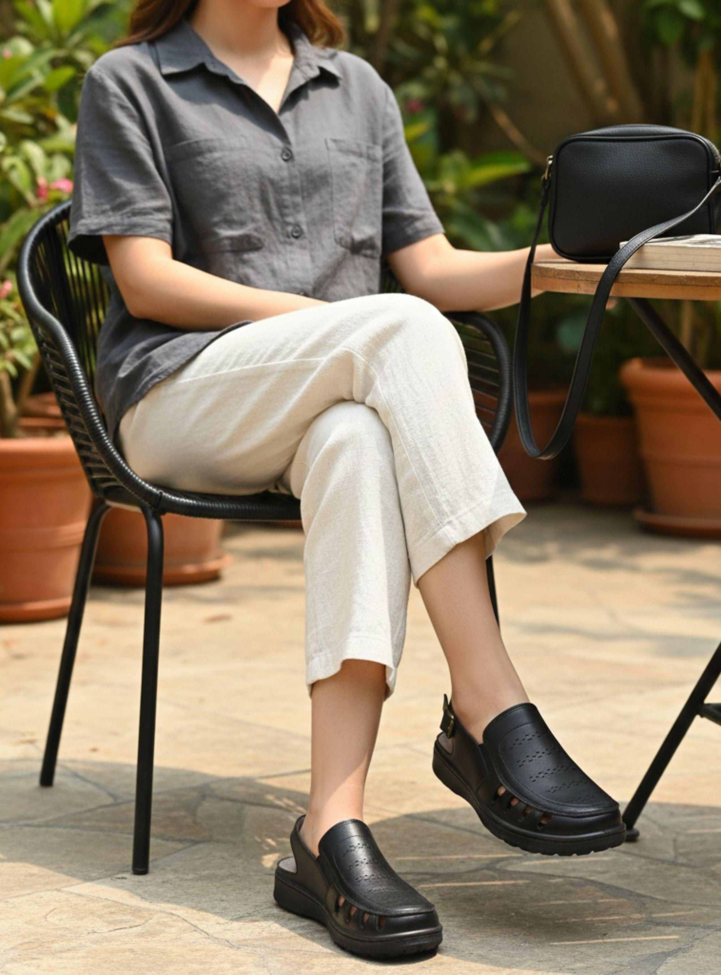 Sandalia New Walk Ortopédica Negra-1