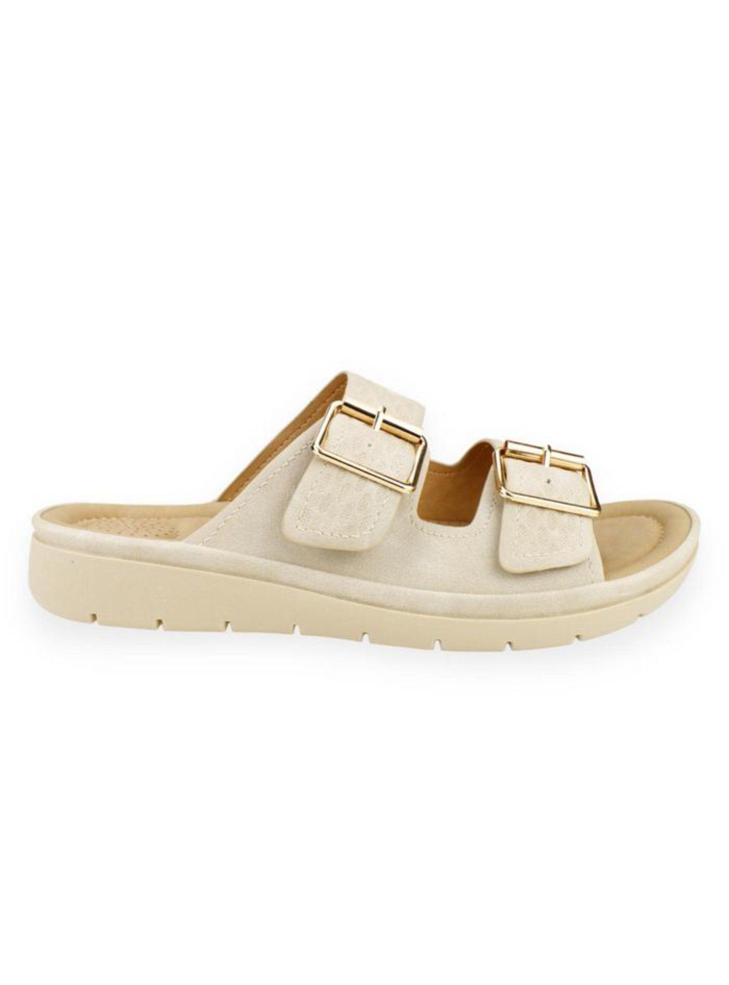 Sandalia New Walk Confort Slip On Beige-0