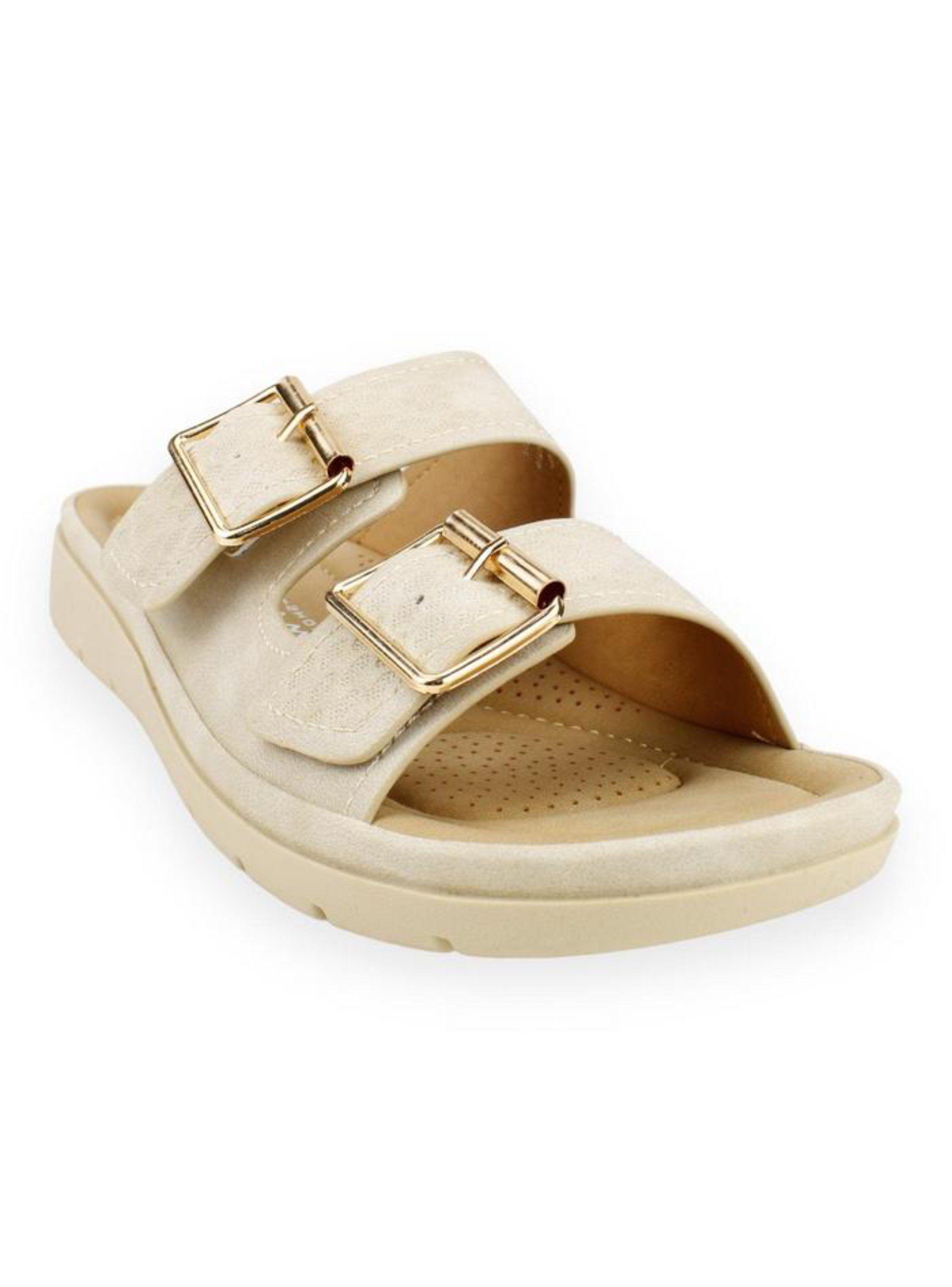 Sandalia New Walk Confort Slip On Beige-1