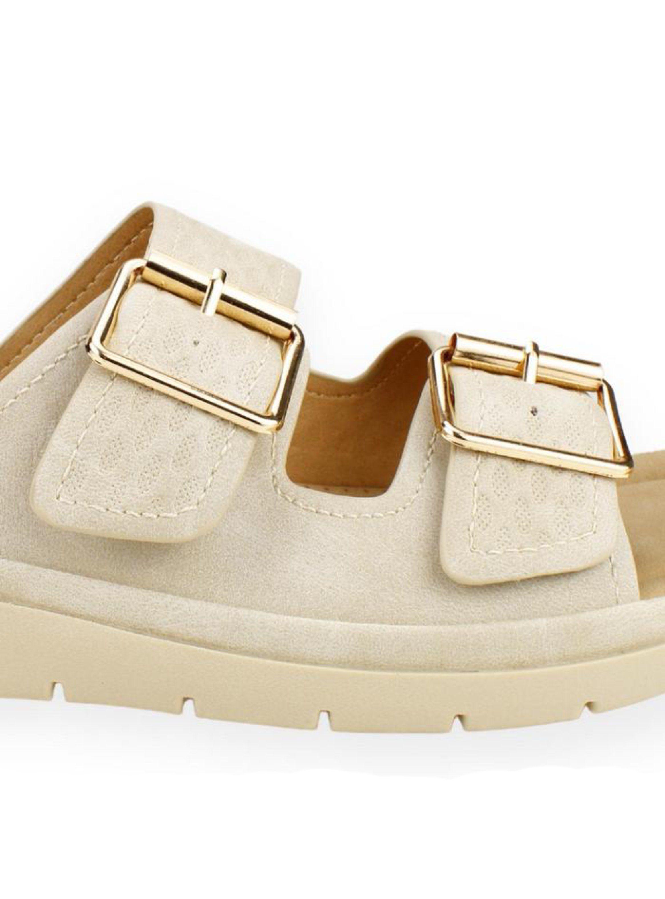 Sandalia New Walk Confort Slip On Beige-3