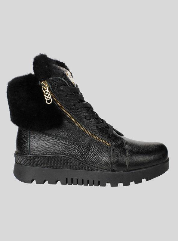 Botín Exs Pelos Cuero Negro-0