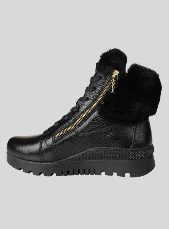 Botín Exs Pelos Cuero Negro-2