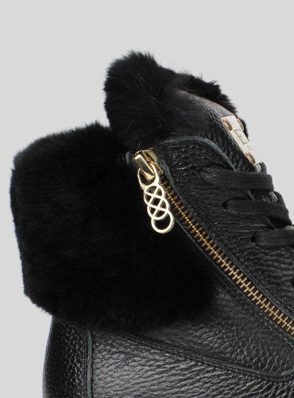 Botín Exs Pelos Cuero Negro-3