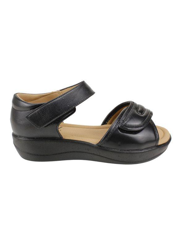 Sandalia New Walk Texturas Velcro Negra-0
