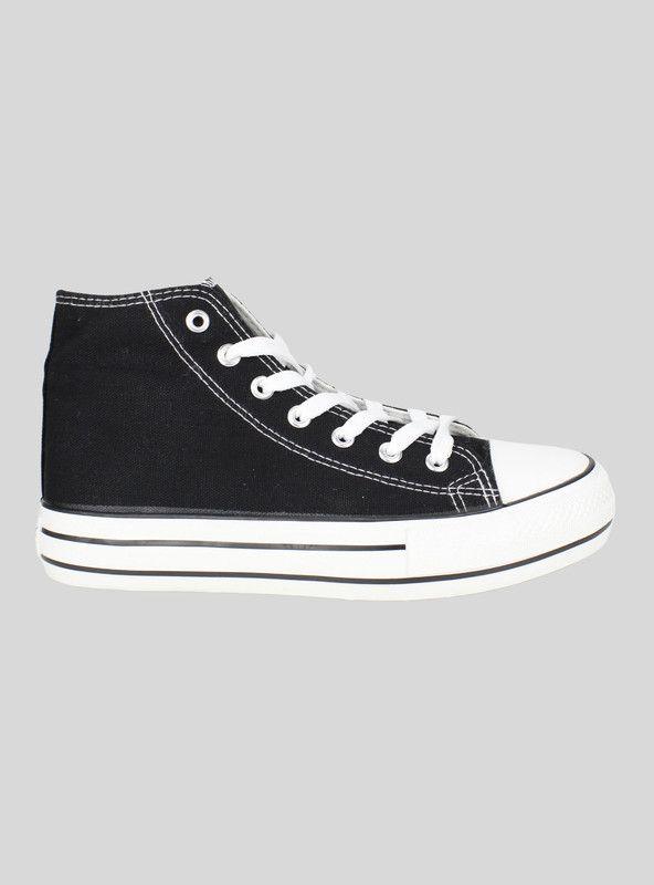 Zapatilla New walk Lona Plataforma Negra-0