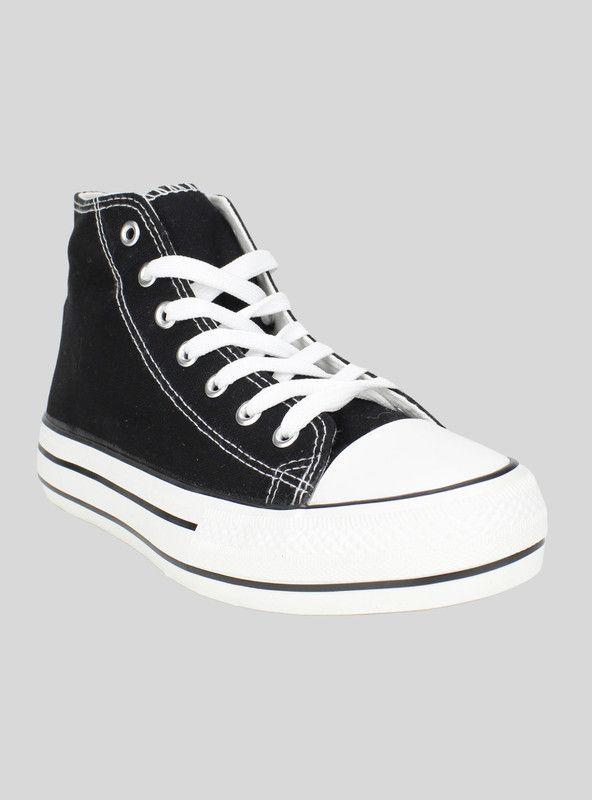 Zapatilla New walk Lona Plataforma Negra-1
