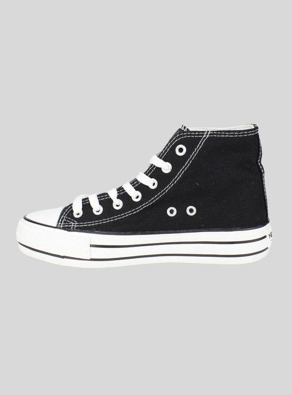 Zapatilla New walk Lona Plataforma Negra-2