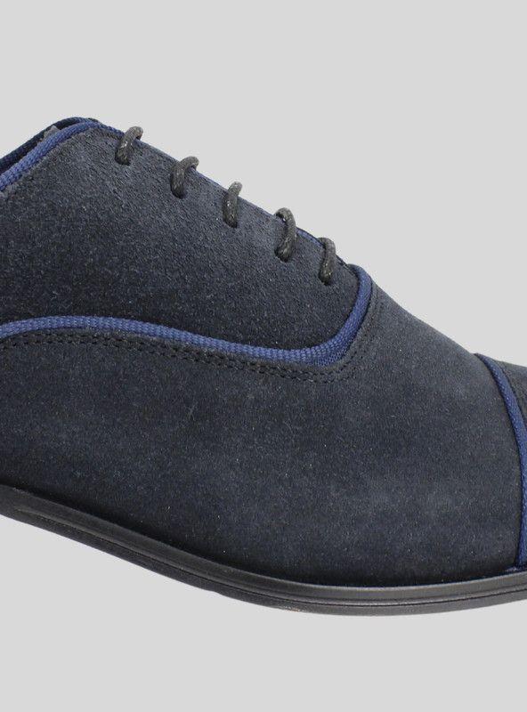 Zapato Versace 1969 Formal Gamuza Azul Marino-3