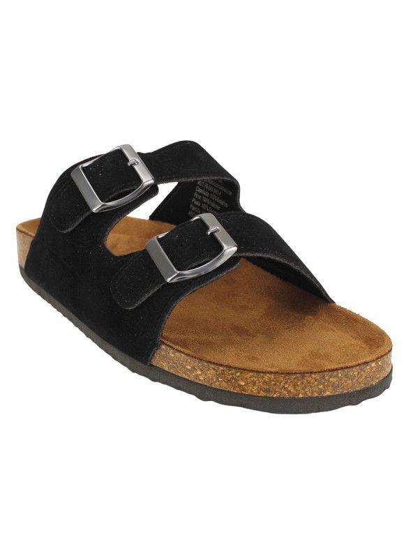 Sandalia New Walk Doble Correa Negra Mate-1