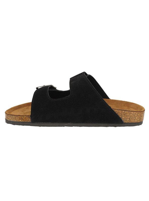 Sandalia New Walk Doble Correa Negra Mate-2