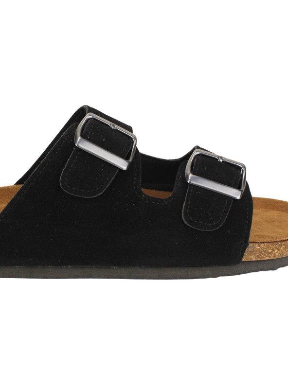 Sandalia New Walk Doble Correa Negra Mate-3