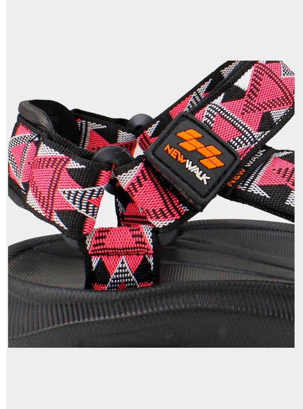 Sandalia New Walk Velcro Triángulos Rosa-3